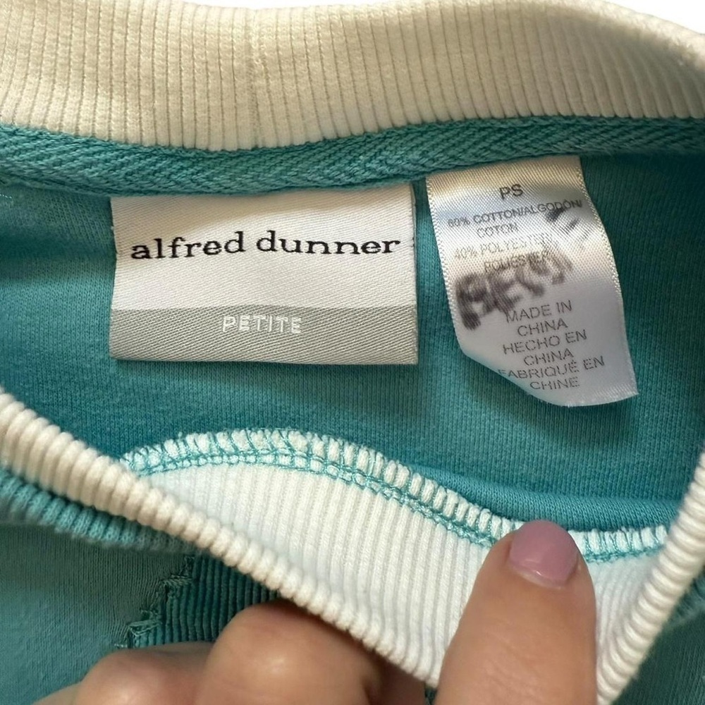Alfred Dunner Teal and White Sweatshirt - Picture 3 of 5